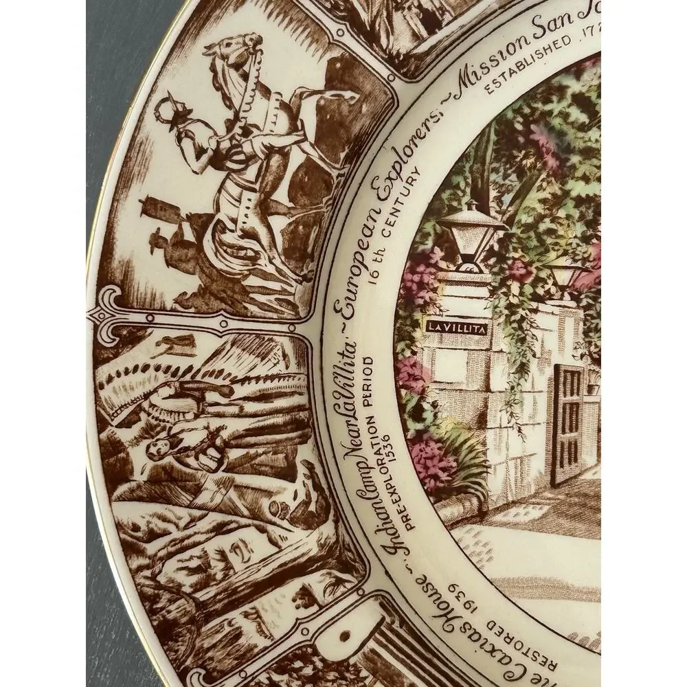 Crown Devon Staffordshire 1951 SAN ANTONIO TEXAS Plate Multicolor 10